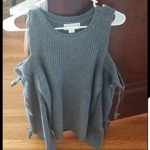 Grey cold shoulder sweater